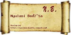 Nyulasi Beáta névjegykártya